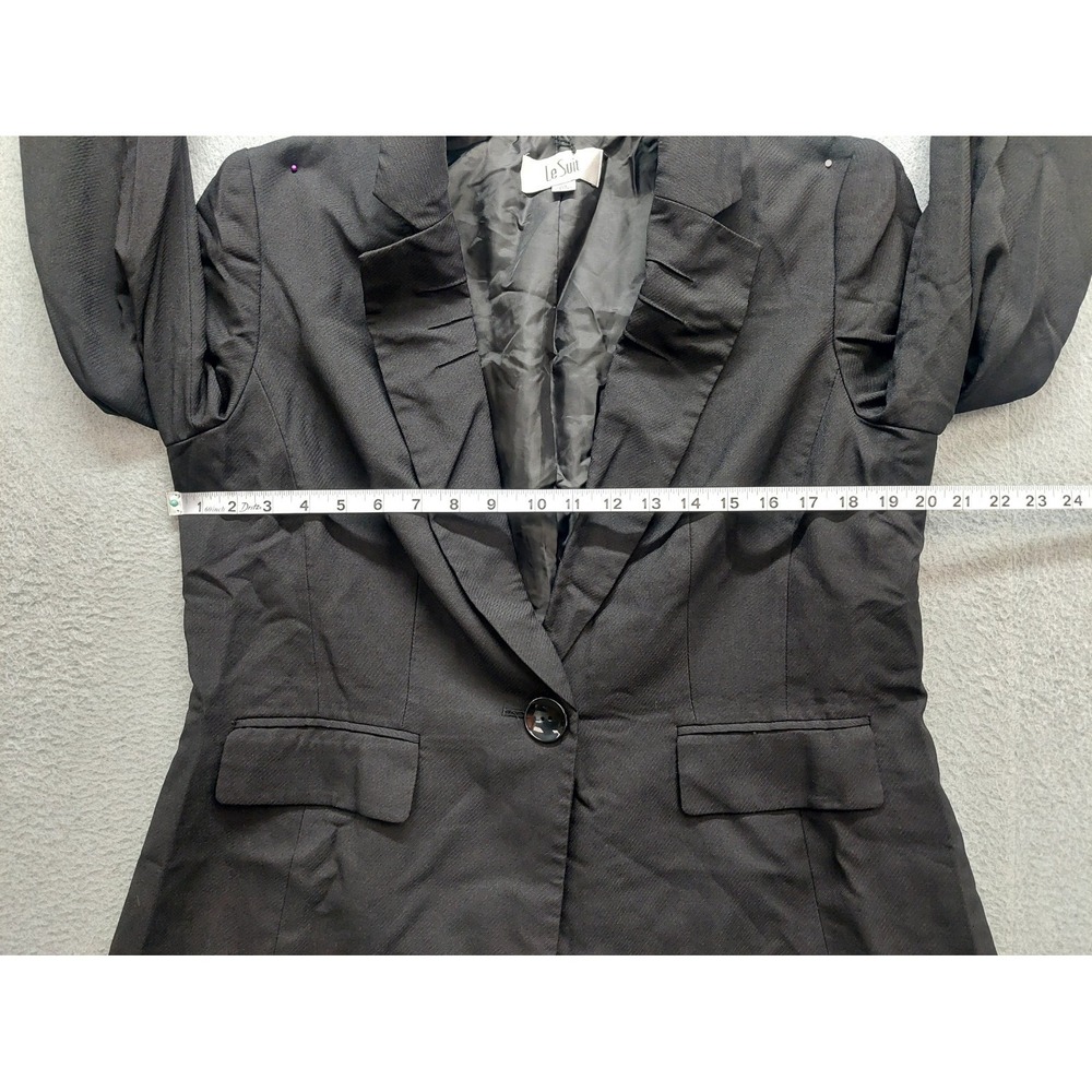 Le Suit Women Blazer Jacket 14 Black Button Front Pockets Single Breasted Career - Picture 4 of 15
